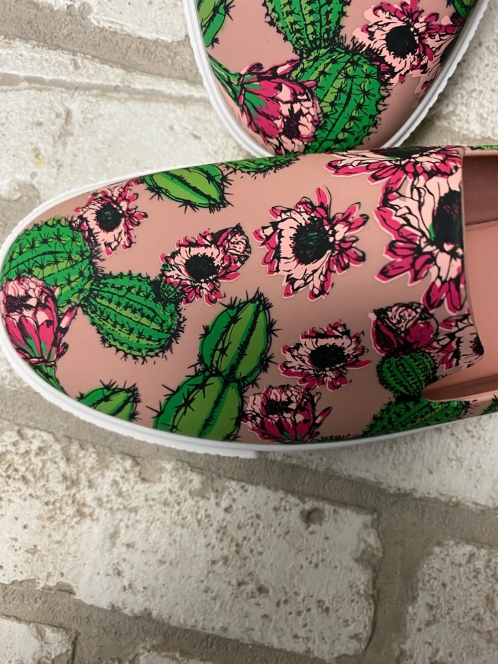 Melissa Pink Slip-On Flats with Green Cactus Print - Picture 4 of 4
